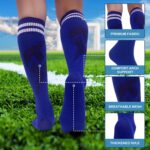 3 Pairs Kids Soccer Socks Striped Knee High Tube Socks Football Uniform Sports Socks for Boys Girls 6-12 Years Old - Image 3