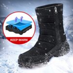 SILENTCARE Mens Winter Mid-Calf Snow Boot Fur Warm Waterproof Slip On Outdoor Athletic - Image 7