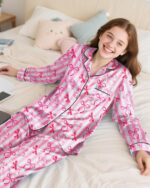 Suggest a better title and return a single title only without any other comments: Sylfairy Girls Pajamas Silk PJS Set Satin Sleepwear Long Sleeve Jammies for Kids Button-Down Nightwear Loungewear 3-16 Years - Image 3