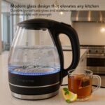 OVENTE Electric Kettle, 1.5L Borosilicate Glass Countertop Water Heater and Boiler for Coffee or Tea, BPA-Free, Auto Shut-Off, Boil-Dry Protection, Removable and Washable Spout Filter, Black KG83B - Image 2