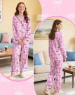 Suggest a better title and return a single title only without any other comments: Sylfairy Girls Pajamas Silk PJS Set Satin Sleepwear Long Sleeve Jammies for Kids Button-Down Nightwear Loungewear 3-16 Years - Image 4