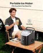 EUHOMY Nugget Ice Maker Countertop with Handle, Ready in 6 Mins, 35lbs Per Day, Removable Top Cover, Auto-Cleaning, Portable Sonic Ice Maker with Basket and Scoop, for Home/Party/RV/Camping - Image 7