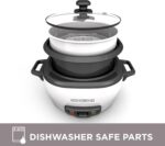 BLACK+DECKER Rice Cooker 6-Cup (Cooked) with Steaming Basket, Removable Non-Stick Bowl, White - Image 6