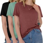 GAYHAY 3 Pack Womens T-Shirts - Short Sleeve Spring Summer Tops Crew Neck Trendy Casual Work Soft Basic Tees for Ladies 2026
