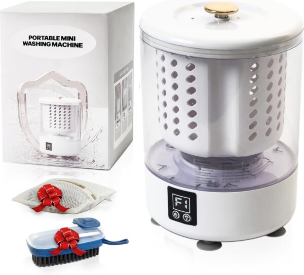 Mini Washing Machine - 3L Underwear Washing Machine with 6000mAh battery + 2 FREE Gifts of Soup dispenser Brush + Mesh Laundry Bag