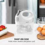 OVENTE 5-Speed Corded Electric Hand Mixer with Stainless Steel Whisks, Compact Portable Design with Snap-On Storage Case,150W Lightweight Handheld Mixer for Baking & Cooking, White HM151W - Image 7