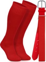 Baseball Socks and Belt Combo Set Cotton Boys Adjustable Baseball Softball Socks and Belt for Boys Girls