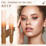 Contour Highlighter Stick，2-in-1 Dual-Ended Cream Bronzer & Highlighter Sticks Pen for Face Body Contouring Makeup- Buildable，Waterproof, Easy to Apply Suitable for Beginners，01Nuetral Nude + Beige - Image 3
