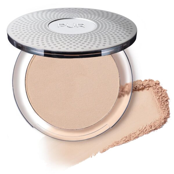 Suggest a better title and return a single title only without any other comments: PÜR MINERALS 4-in-1 Pressed Mineral Makeup Powder Foundation with SPF 15 - Concealer & Finishing Compact Pressed Powder for Face - Buildable Medium to Full Coverage Foundation Powder