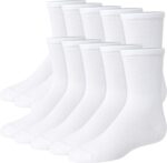 Suggest a better title and return a single title only without any other comments: Hanes girls Uniform Crew Socks, Plain White Crew Socks, Knit Crew Socks for Girls, 10-pairs