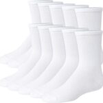 Suggest a better title and return a single title only without any other comments: Hanes girls Uniform Crew Socks, Plain White Crew Socks, Knit Crew Socks for Girls, 10-pairs