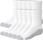 Hanes boys Uniform Crew Socks, Moisture-wicking Socks, Cushioned Foot Bottoms, 10-pairs
