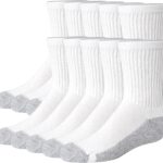 Hanes boys Uniform Crew Socks, Moisture-wicking Socks, Cushioned Foot Bottoms, 10-pairs