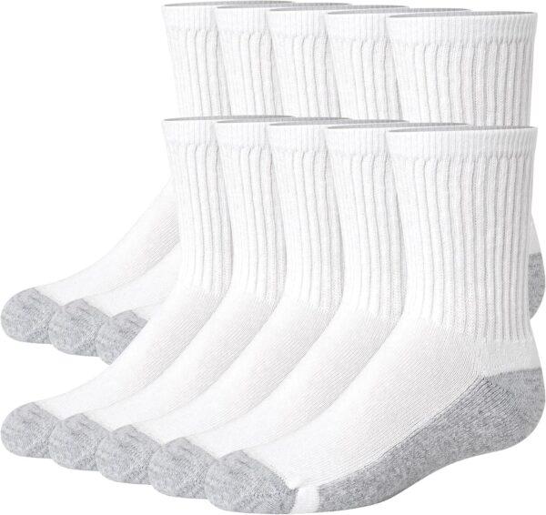 Hanes boys Uniform Crew Socks, Moisture-wicking Socks, Cushioned Foot Bottoms, 10-pairs