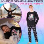 Suggest a better title and return a single title only without any other comments: KPop Demon Hunters 2 Pc Pajamas Girls Teens 5–14 Yrs Officially Licensed T Shirt PJ Pants Huntrix Saja Boys Gifts for Girls - Image 3