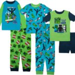 Minecraft Boys' 6-Piece Cotton Pajama Set, Matching Snug-fit Shirt & Pants, Soft & Cute for Kids