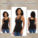 TVKSOM 5 Pack Basic Tank Tops for Women Undershirt Ribbed Sleeveless Casual Basic Tanks Top - Image 3