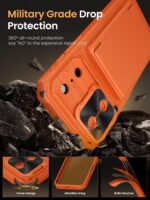 Vihibii for iPhone 17 Pro Max Case with Card Holder (4 Cards) [RFID Blocking] & Slide Camera Cover, Military Grade Drop Protection, Rugged Hard Back & Silicone Edge Wallet Phone Case 6.9" 2025, Orange - Image 5
