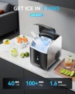 EUHOMY Smart Nugget Ice Maker Countertop, Pebble Ice Maker Machine with APP Control, 40lbs/24H, Ready in 7 Mins, Self-Cleaning, Portable Sonic Ice Makers with Hanging Ice Scoop for Home/Kitchen/Office - Image 3