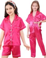 DIPUG 3 Piece Girls Silk Pajamas Set Soft Satin PJs Sleepwear for Comfortable Nights - Image 2
