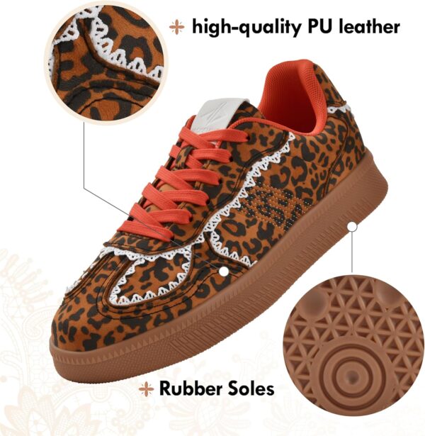 JACKSHIBO Women's Ribbon Lace-Up Fashion Sneakers Arch Support Gum Sole Tennis Walking Shoes with Memory Foam