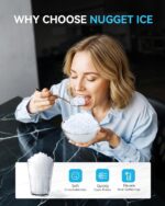 EUHOMY Smart Nugget Ice Maker Countertop, Pebble Ice Maker Machine with APP Control, 40lbs/24H, Ready in 7 Mins, Self-Cleaning, Portable Sonic Ice Makers with Hanging Ice Scoop for Home/Kitchen/Office - Image 2