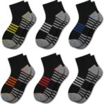 Comfoex Boys Athletic Quarter Socks - Ankle Sports Socks With Cushioned Sole - 6 Pairs, Sizes 4-6, 6-8, 8-10 Years Old