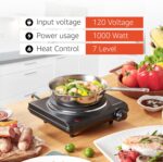 Elite Gourmet ESB-301BF# Countertop Single Cast Iron Burner, 1000 Watts Electric Hot Plate, Temperature Controls, Power Indicator Lights, Easy to Clean, Black - Image 7