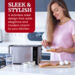 Elite Gourmet ECT-3100 Long Slot 4 Slice Toaster, Reheat, 6 Toast Settings, Defrost, Cancel Functions, Built-in Warming Rack, Extra Wide Slots for Bagels & Waffles, Stainless Steel & Black - Image 9
