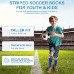 3 Pairs Kids Soccer Socks Striped Knee High Tube Socks Football Uniform Sports Socks for Boys Girls 6-12 Years Old - Image 4