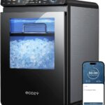 ecozy Smart Nugget Ice Maker Countertop, First Full-Color Smart Panel Ice Machine with APP Control, Double-Layer Insulation, 44 lbs/24H Soft Pellet Chewable Ice, Pull-Out Water Tank, Self-Cleaning
