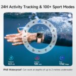 Smart Watch for Women, 1.85" HD Smartwatch Compatible iPhone/Samsung/Android (Answer/Make Calls), 100+ Sport Modes Fitness Tracker with Heart Rate/Sleep/SpO2 Monitor, IP68 Waterproof, with 2 Bands - Image 4