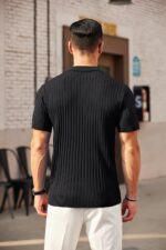 COOFANDY Men's Zipper Polo Shirts Short Sleeve Ribbed Knit Polo T Shirts Fashion Casual Golf Shirts - Image 4