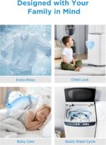 Midea Portable Washing Machine, 0.9 cu. ft with 6 Cycles, Drum Clean, Quick, Stainless Steel Tub, Transparent Lid, LED Display Washing Machine, White - Image 5