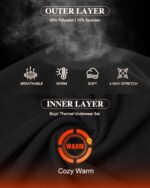 Rolimaka Boys' Thermal Underwear Set Youth kids Fleece Lined Leggings Pants Compression Long Johns Base Layer Top and Bottom - Image 3