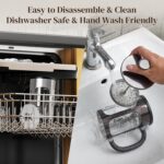 Veken French Press Coffee Maker 34oz, No Plastic Touching Cafe,Thickened Glass Stainless Steel Brewer, Cold Brew Cafetera Tea pot for Kitchen Travel Camping, Gifts, Decor, Bar Accessories, Dark Pewter - Image 7