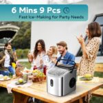 EUHOMY Ice Maker Countertop, Portable Ice Machine with Carry Handle, 26.5lbs Per Day, 9 Cubes in 6 Mins, Auto-Cleaning, with Basket and Scoop, for Home, Kitchen, Camping, RV (Silver) - Image 3