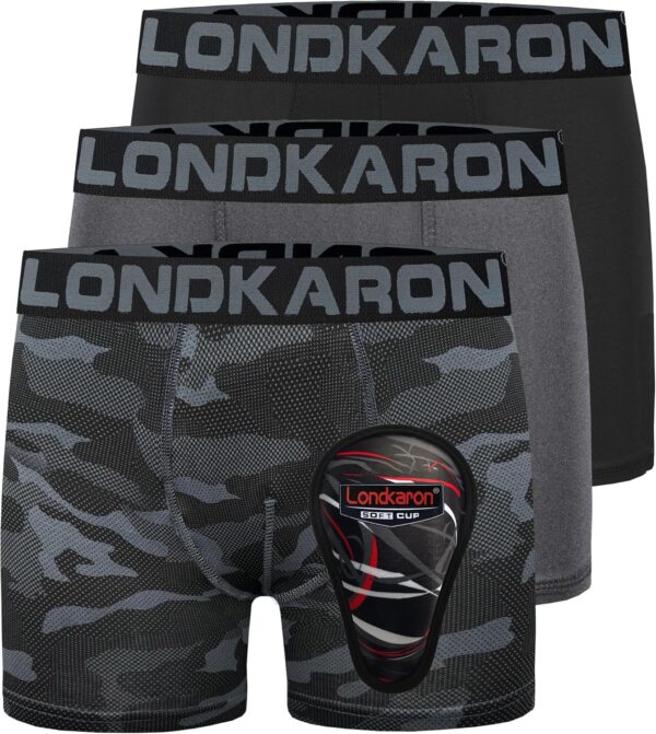 3-Pack Youth Boys Stretch Boxer Briefs w/Soft Protective Cup, Elite Boxer Jock for Baseball & Football