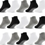 GRPSKCOS Non Slip Toddler Socks 15 Pairs Toddler Grip Anti Skid Low Cut Socks for 1-7 Years Boys Girls