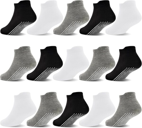GRPSKCOS Non Slip Toddler Socks 15 Pairs Toddler Grip Anti Skid Low Cut Socks for 1-7 Years Boys Girls