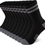 Comfoex 10 Pairs Boys Crew Long Athletic Socks for 4-6 6-8 8-10 Years Old Kids Calf Sports Half Cushioned
