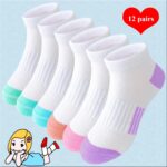 Suggest a better title and return a single title only without any other comments: Bemeol Girls Socks 12 Pairs Ankle Athletic Socks Cotton Sports Sock For Little Big Kids - Image 6