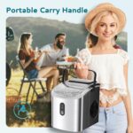 EUHOMY Ice Maker Countertop, Portable Ice Machine with Carry Handle, 26.5lbs Per Day, 9 Cubes in 6 Mins, Auto-Cleaning, with Basket and Scoop, for Home, Kitchen, Camping, RV (Silver) - Image 4