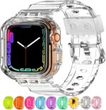 XYF Compatible for Crystal Clear Apple Watch Bands, 49mm 46mm 45mm 44mm 42mm 41mm 40mm 38mm Bumper Case for Men Women Jelly Sport Cover Strap for iWatch Ultra 3 2 Series 11 10 9 8 7 SE 6 5 4 3