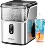 EUHOMY Nugget Ice Maker Countertop, Ready in 7 Mins, 34Lbs/24H Pebble Ice Maker Machine, Self-Cleaning Countertop Sonic Ice Makers with Ice Scoop&Basket, Pellet Ice Maker for Home, Stainless Steel