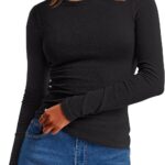 ANRABESS Womens Long Sleeve Thermal Shirts Slim Fit Basic Tee Tops Warm Fleece Undershirts 2025 Fall Winter Layer Outfits