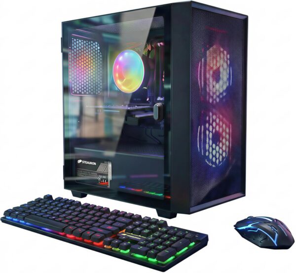 STGAubron Gaming PC Computer Desktop, Intel Core i5 up to 3.6G, Radeon RX 550, 16G RAM, 512G SSD, WiFi 6, BT 5.0, RGB Fan x2, Windows 11 Home