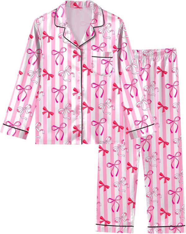 Suggest a better title and return a single title only without any other comments: Sylfairy Girls Pajamas Silk PJS Set Satin Sleepwear Long Sleeve Jammies for Kids Button-Down Nightwear Loungewear 3-16 Years