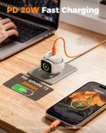 Charging Blocks for Apple Watch, 3-in-1 PD 20W USB C Charger Block with Built-in Wireless Smart Watch Charging, Dual Ports Wall Charger Compatible with iPhone,AirPods,iWatch - Image 4