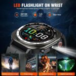 Military Smart Watches for Men(Answer/Make Call), AMOLED 1.43" Smartwatch, Flashlight/130+ Sports/Heart Rate/Sleep Monitor/Fitness Activity Tracker, IP68 Waterproof Fitness Watch for Android iOS - Image 6